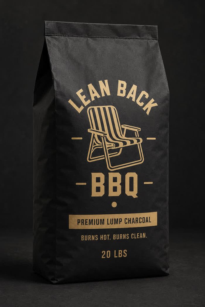 Lean Back BBQ premium cooking wood bag mockup